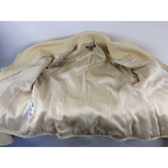 New Vintage Ann Taylor Women's Yellow Tweed Suit Jacket Sz 12 Skirt Sz 10 - Picture 6 of 12